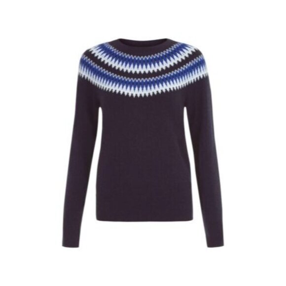 Hobbs London Sweaters - Hobbs London Greta Fair Isle Sweater Blue M